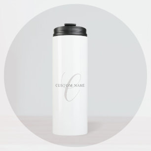 Termo Monograma moderno elegante   Gris y blanco (editab