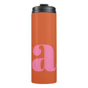 Termo Monograma moderno Letra inicial rosa y Naranja