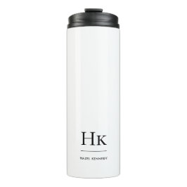 Termo Monograma Moderno Minimal Sencillo Elegante Blanco