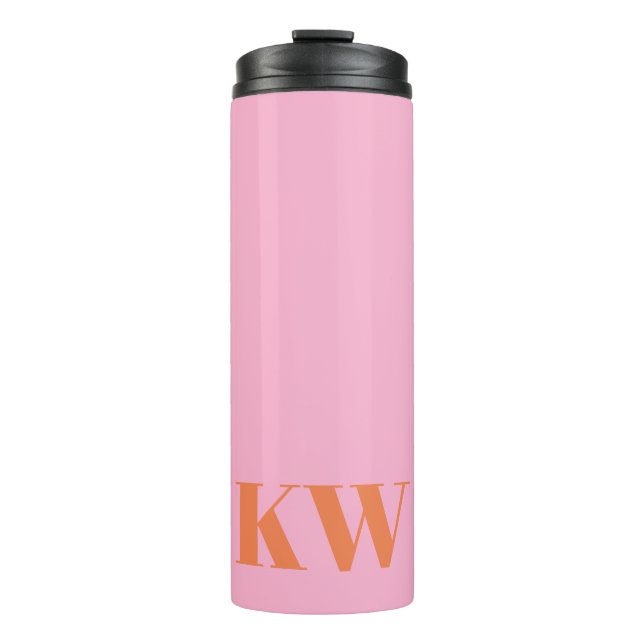 Termo Monograma moderno Naranja rosa personalizado (Anverso)