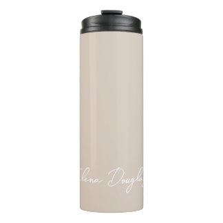Termo Monograma moderno Taupe mínimo manuscrito Beige