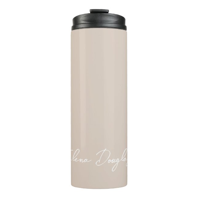 Termo Monograma moderno Taupe mínimo manuscrito Beige (Anverso)