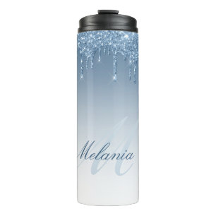 Termo Monograma moderno y elegante con brillo azul