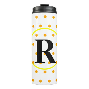 Termo Monograma Naranja amarillo puntos de Polka