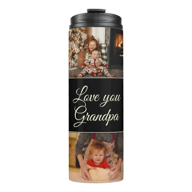 Termo Monograma negro moderno foto amarte abuelo (Anverso)