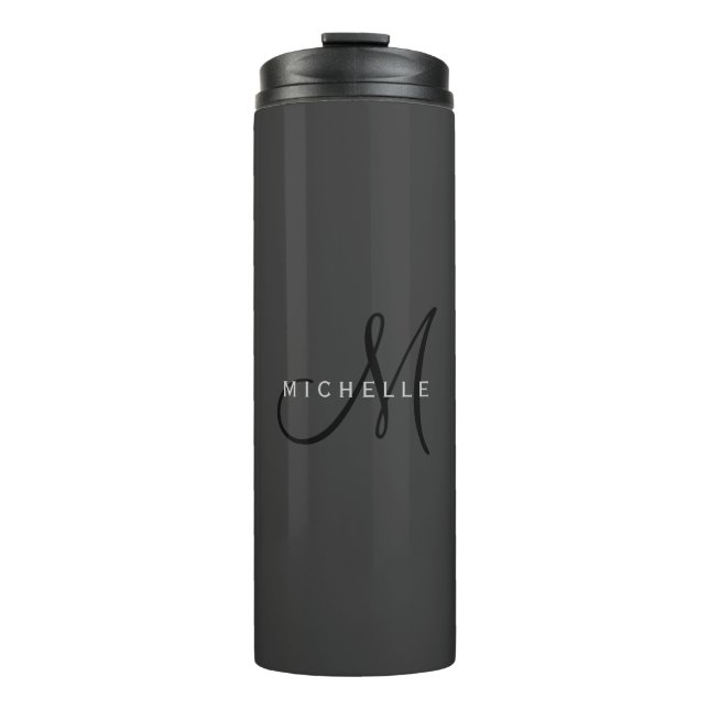 Termo Monograma negro profesional Gray Your Name (Anverso)