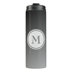 Termo Monograma negro y gris hermoso de Ombre