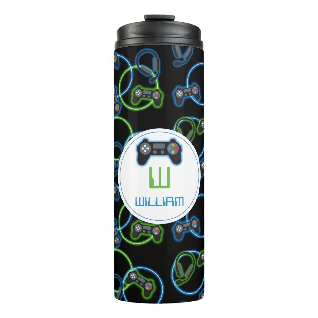 Termo Monograma Neon Blue & Green Pattern (Anverso)