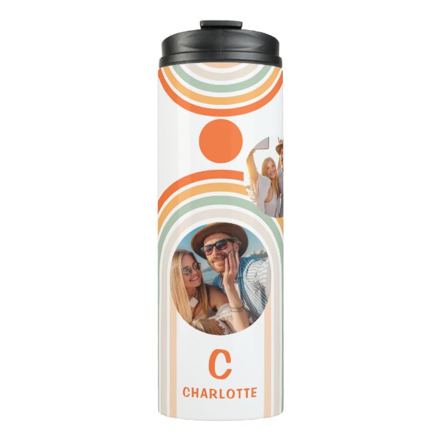 Termo Monograma Nombre Boho Arch Multifoto Trendy Girly (Anverso)