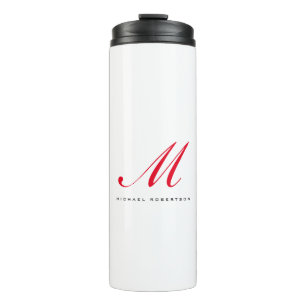 Termo Monograma Nombre inicial Blanco Rojo Único Minimal