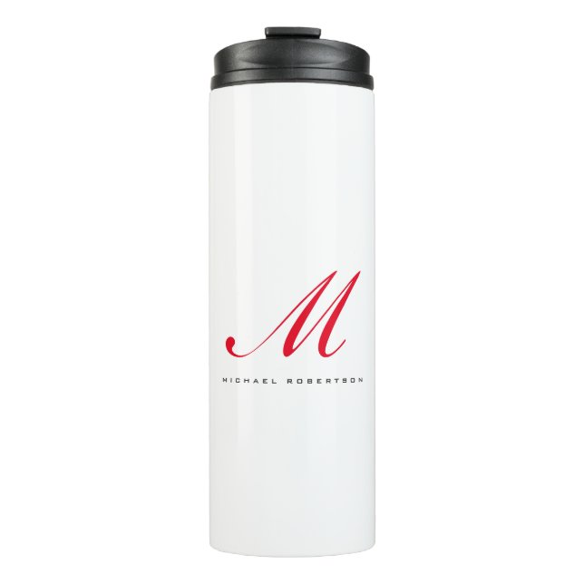 Termo Monograma Nombre inicial Blanco Rojo Único Minimal (Anverso)
