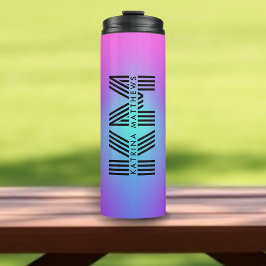 Termo Monograma Ombre Rosa Neon Azul y Morado