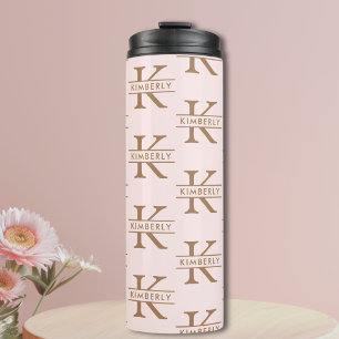 Termo Monograma Oro Rosa Moderno Minimalista Estilo