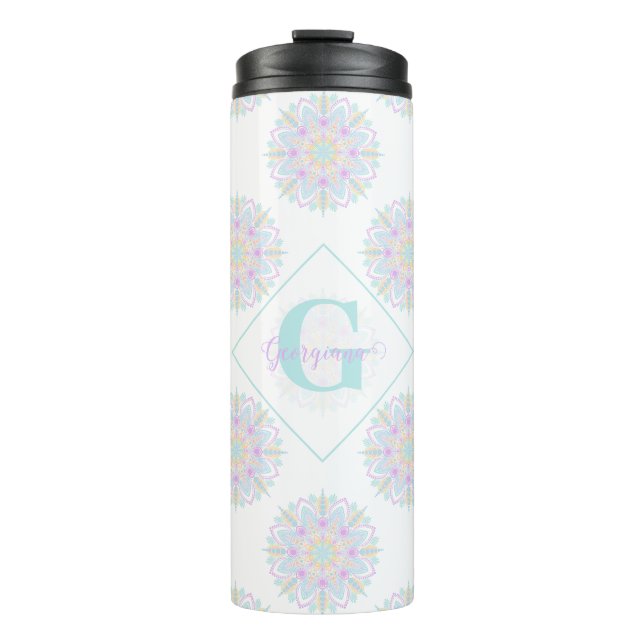 Termo Monograma Pastel Arcoiris Sundae Polka Dot Mandala (Anverso)