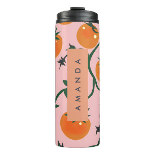Termo Monograma Patrón de vino de tomate retro personali