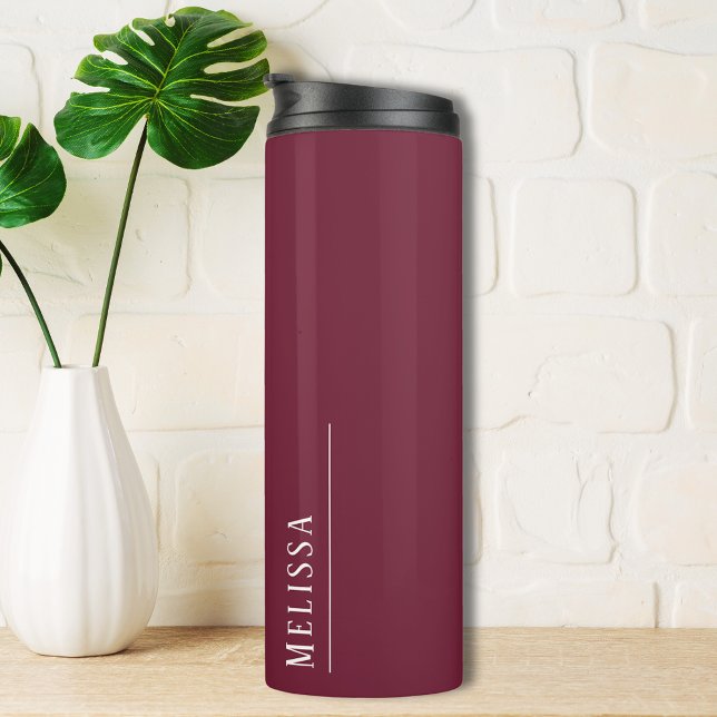 Termo Monograma personalizado, burdeos modernos (Travel mug insulated with personalized monogram gift for her)