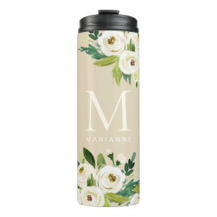 Termo Monograma personalizado de floral pintado