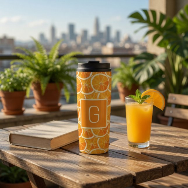 Termo Monograma Personalizado de Naranja Citrus  (Subido por el creador)