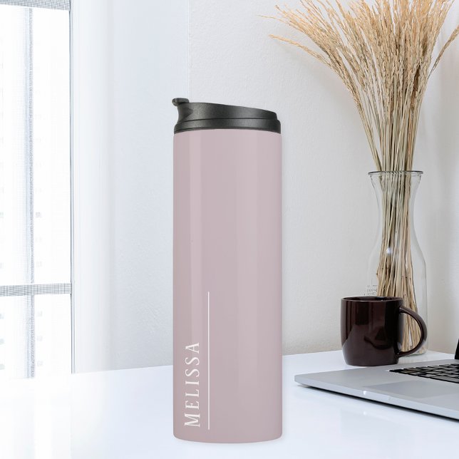 Termo Monograma personalizado, malva moderna (Light pastel purple travel mug with elegant monogram, ideal gift for her)