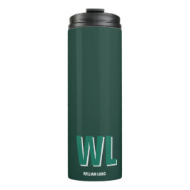 Termo Monograma personalizado verde esmeralda minimalist