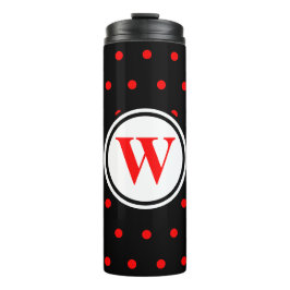 Termo Monograma puntos de Polka Rojo Negro