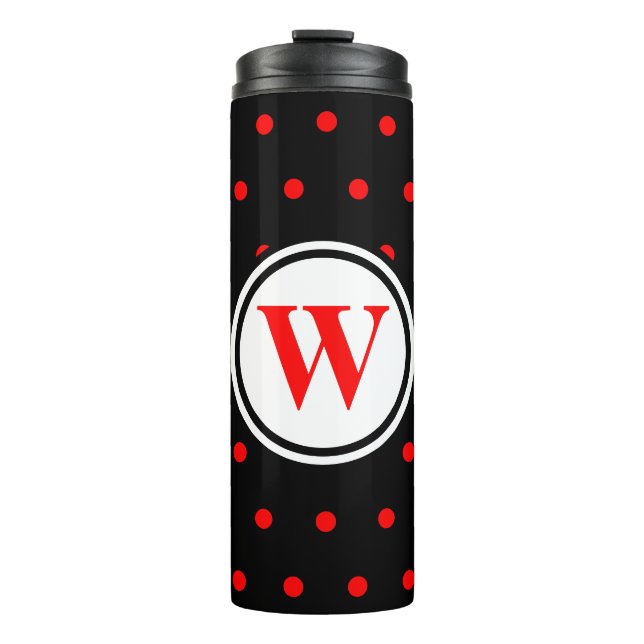 Termo Monograma puntos de Polka Rojo Negro (Anverso)
