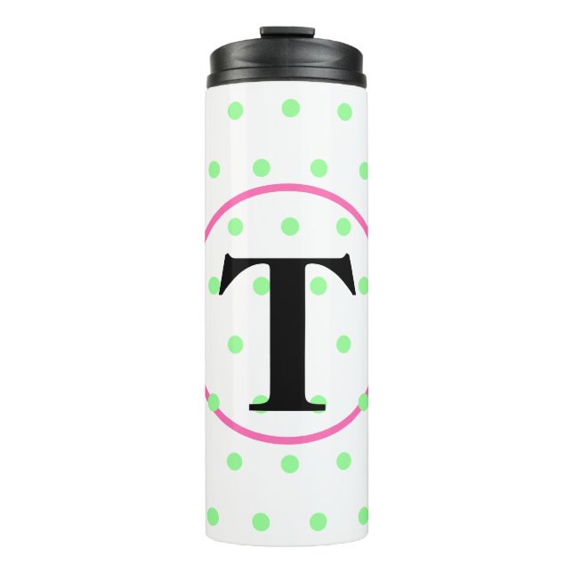 Termo Monograma puntos verdes rosados (Anverso)