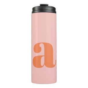 Termo Monograma retro personalizado Naranja rosa de la d