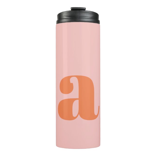 Termo Monograma retro personalizado Naranja rosa de la d (Anverso)