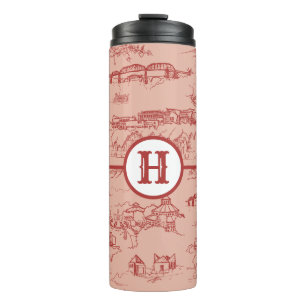 Termo Monograma rosa Chattanooga Toile Thermal Tumbler