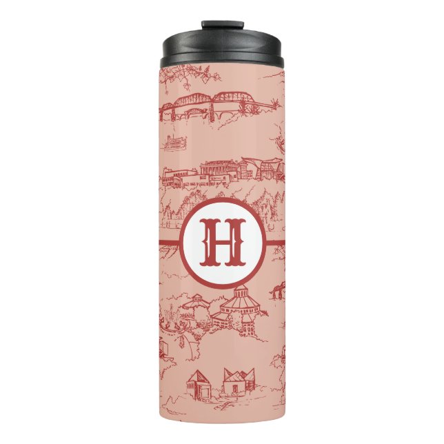 Termo Monograma rosa Chattanooga Toile Thermal Tumbler (Anverso)