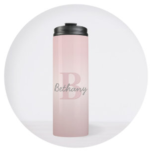 Termo Monograma rosa de Personalizable corto y guión de 