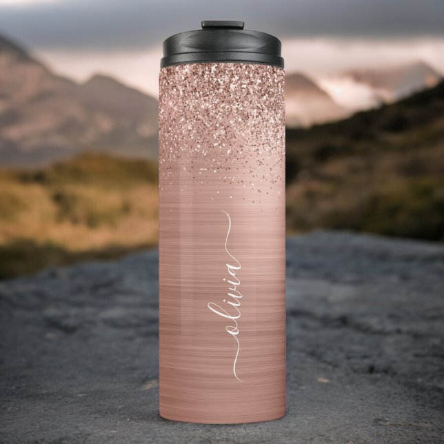 Termo Monograma Rosa Metalizado de Purpurina rosa dorado (Subido por el creador)