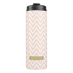 Termo Monograma Rubor Rosa y Gold Chevron