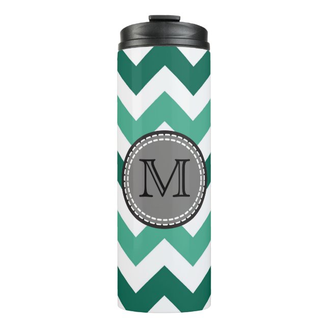 Termo Monograma Turquesa y Mint Chevron Zigzag (Anverso)
