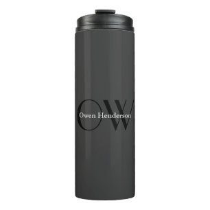 Termo Monograma único gris negro de estilo