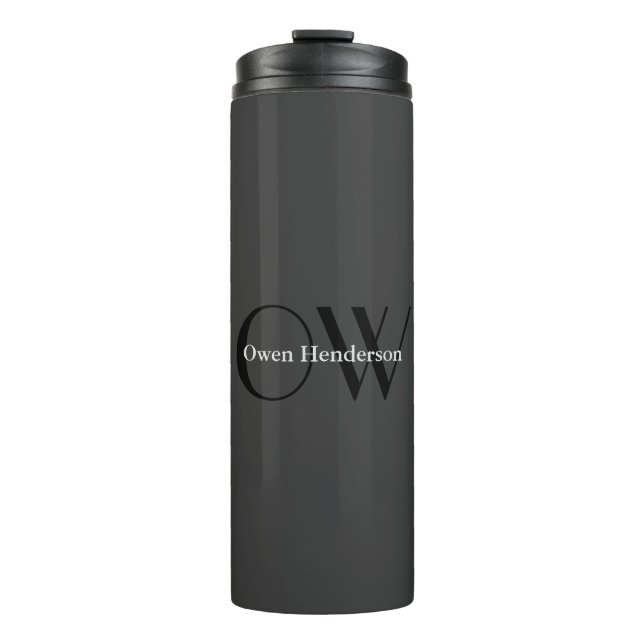 Termo Monograma único gris negro de estilo (Anverso)