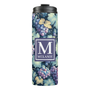 Termo Monograma y nombre del patrón de uva de cosecha