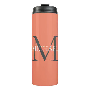 Termo Monograma y nombre personalizados rosa claro