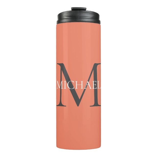 Termo Monograma y nombre personalizados rosa claro (Anverso)