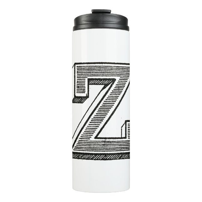 Termo Monograma Z, letra Z, alfabeto z, negro y blanco (Anverso)