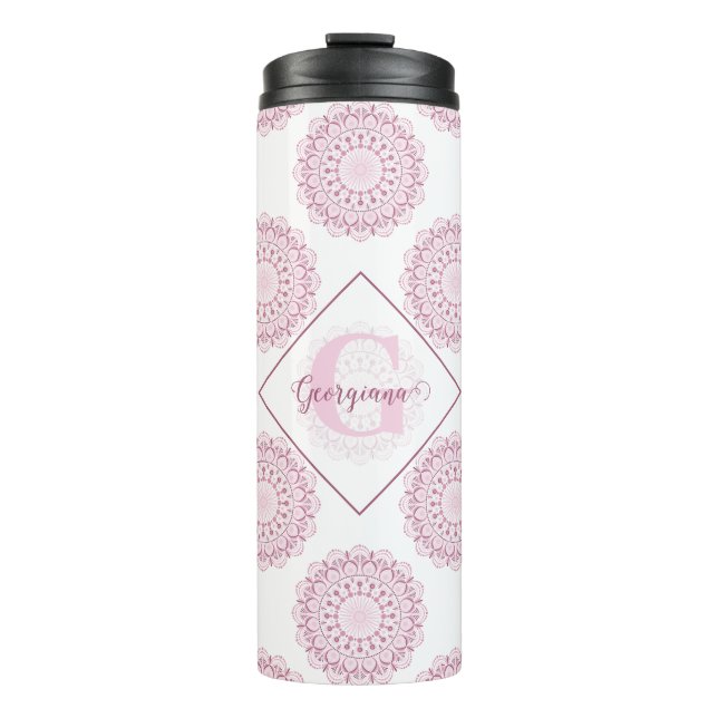 Termo Monogramado Confetti Rosa Lace Polka Dot Mandala (Anverso)