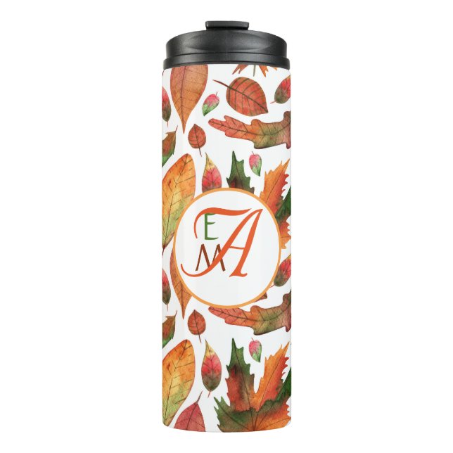 Termo Monogramado Las hojas de otoño caen Decoración ver (Anverso)