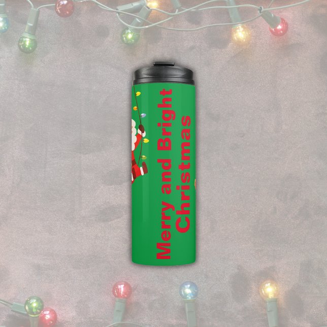 Termo Monogramado Merry & Bright on Green | (Subido por el creador)