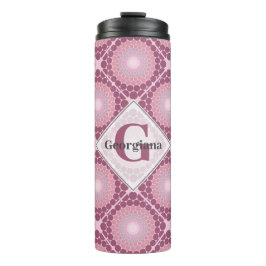 Termo Monogramado Radiante Dusky Rosa Dot Mandala Tiled
