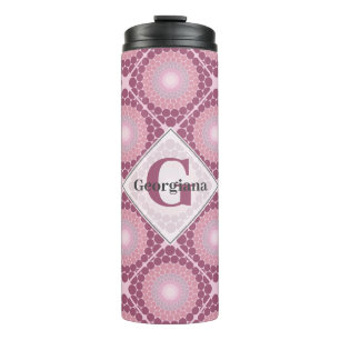 Termo Monogramado Radiante Dusky Rosa Dot Mandala Tiled