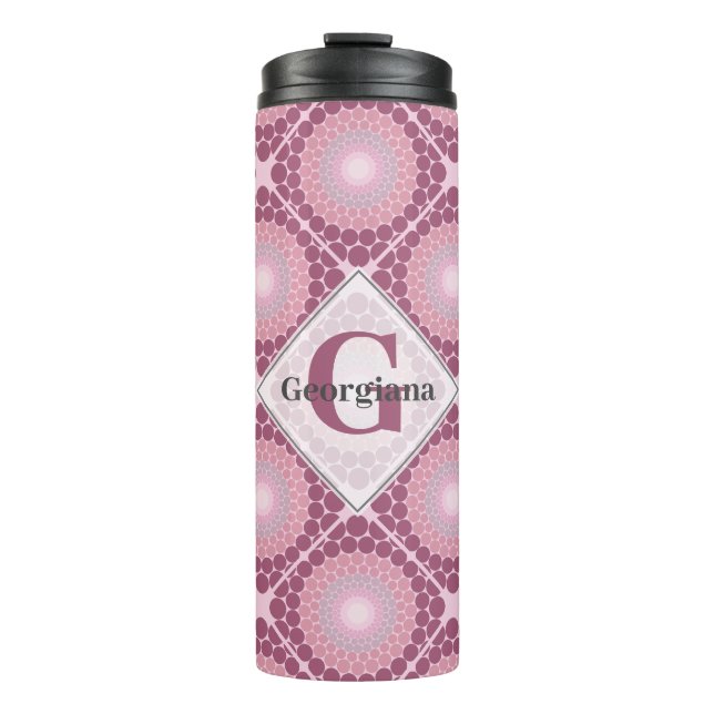 Termo Monogramado Radiante Dusky Rosa Dot Mandala Tiled (Anverso)