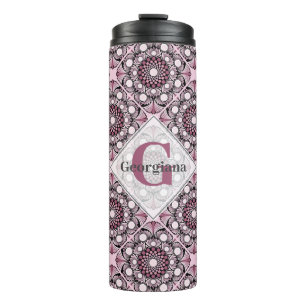 Termo Monogramado Tile Dusky Rosa cerezo Blossom Mandala