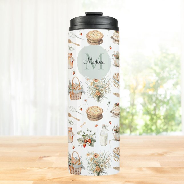 Termo Monogramado Whimsical Floral Strawberry (In situ)