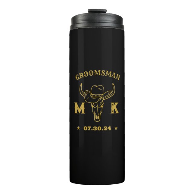 Termo Monogramas personalizados salvajes de Cowboy occid (Anverso)
